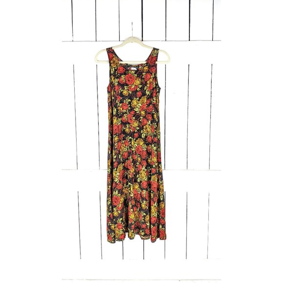Vintage All That Jazz autumn floral sleeveless column long maxi slip dress - Picture 1 of 5